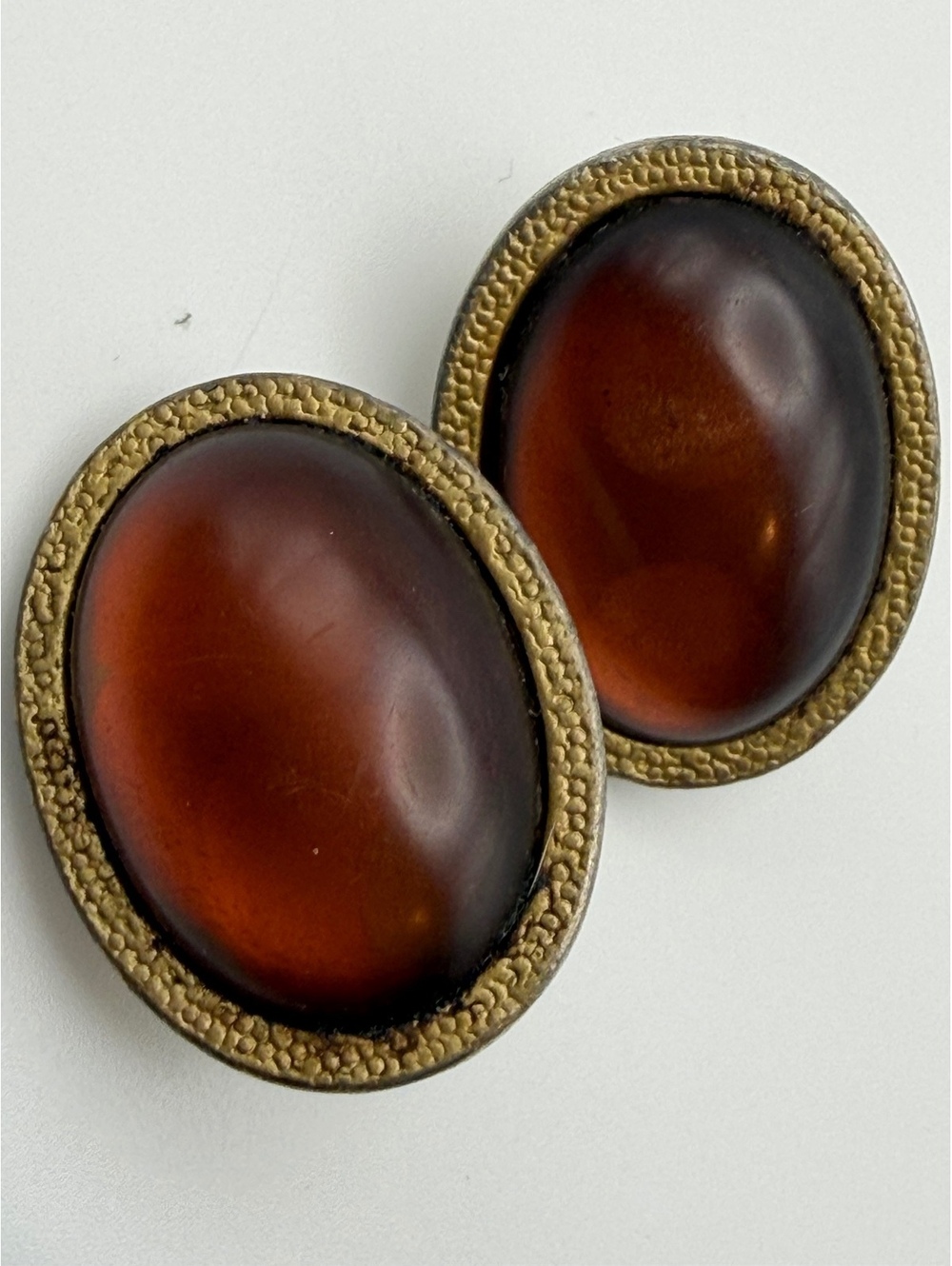 Brown oval clip earrings